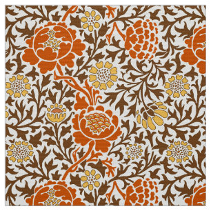 Tela Jacobean Floral , Naranja Brown y Mustard Gold