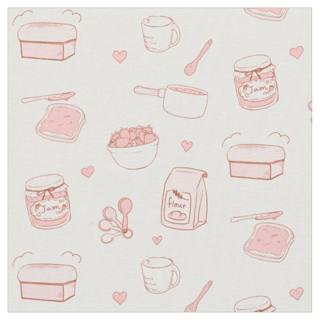 Tela Jam and Bread Made with Love Cute Pink Baking (De cerca)
