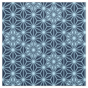 Tela Japonés Asanoha o modelo de estrella, azul añil