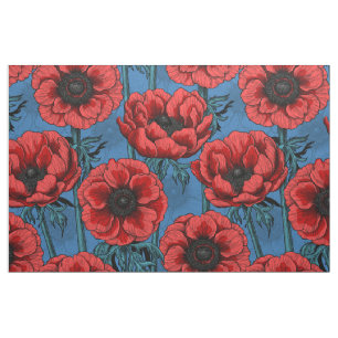 Tela Jardín anémico rojo