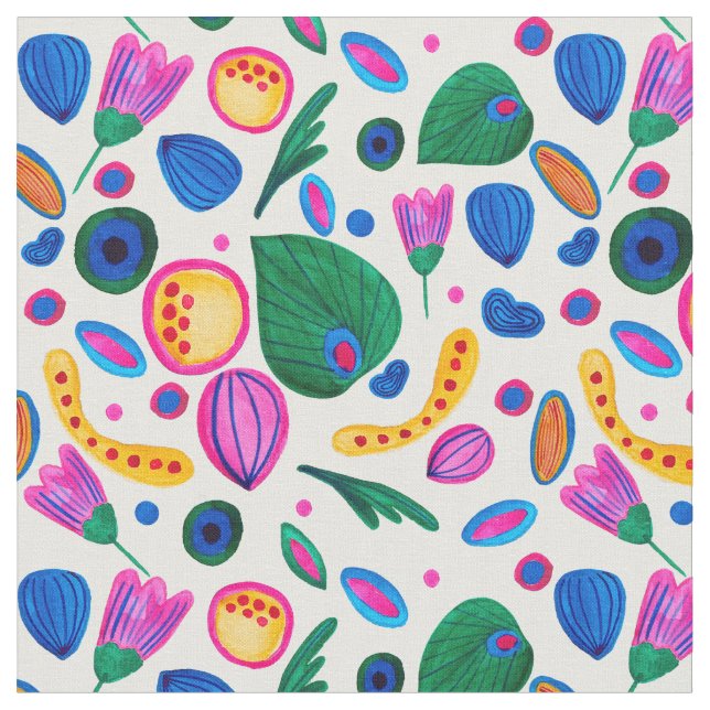 Tela Jardín Botánico Abstracto Boho Maximalist (De cerca)