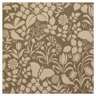 Tela Jardín con pájaros y mariposas, Caramel quemado