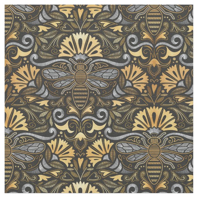 Tela Jardín de abejas reina // estilo de paso bordado (De cerca)