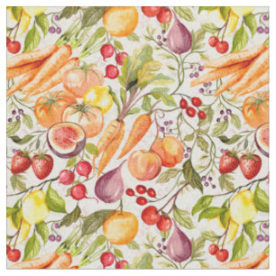 Tela Jardín de Cocina Cosecha Frutas y Verduras Acuarel