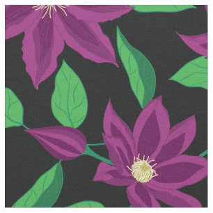 Tela Jardín de flores púrpura clematis Tejido
