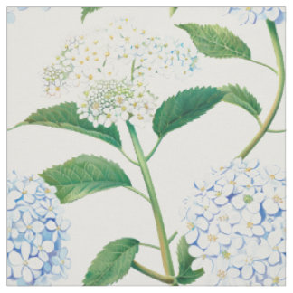 Tela Jardín de Hortensias Azules y Blancas