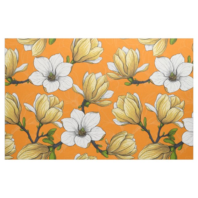Tela Jardín de magnolia en amarillo ("Cuarto gordo" (fat quarter))