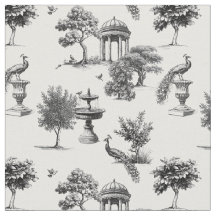 Jardín exótico aves pavo real Toile de jouy 