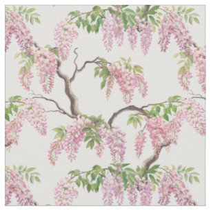 Tela Jardín primaveral de chintz de flores de glicina v