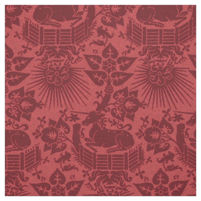 Tela Jardín Renacentista Unicornio, Ruby (Retal)