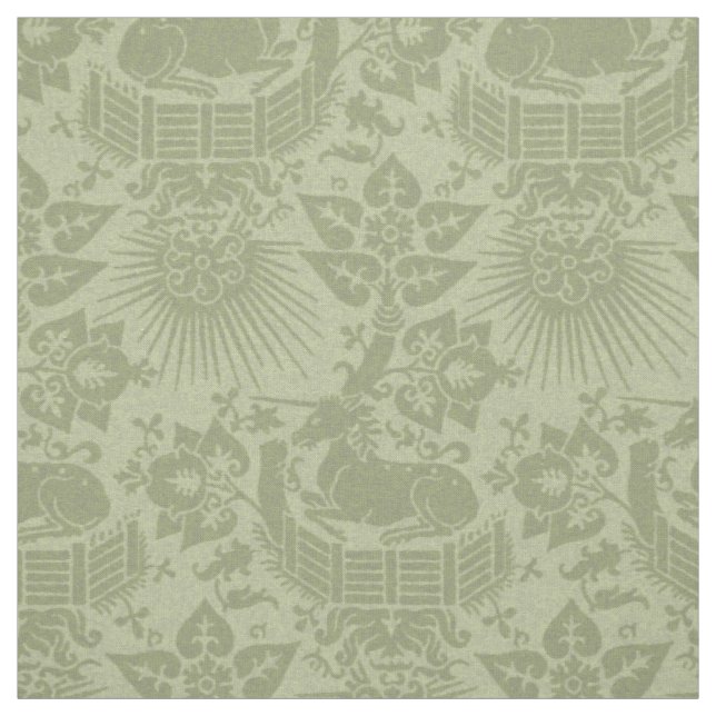 Tela Jardín Renacentista Unicornio, verde primavera (Retal)