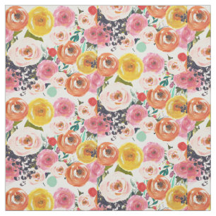 Tela Jardín romántico de la acuarela floral