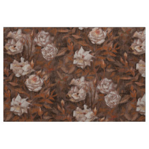 Tela "jardín Rosa" diseño floral clásico de tonos tierr