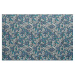 Tela Jardines de arándano azul y gris