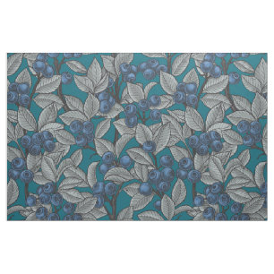 Tela Jardines de arándano azul y gris