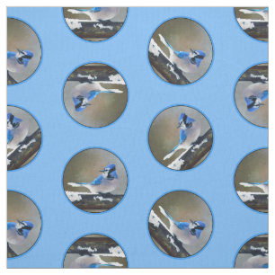 Tela Jay azul en invierno Nieve pintando arte de pájaro