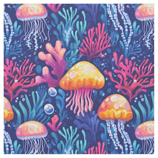 Tela Jellyfish & Coral Reef (De cerca)