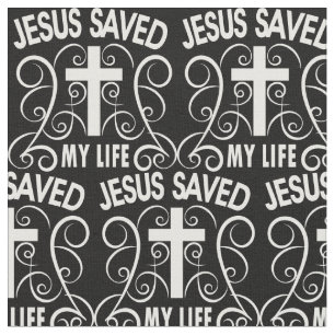 Tela Jesús Salvó Mi Vida. Cruz Cristiana. Blanco negr