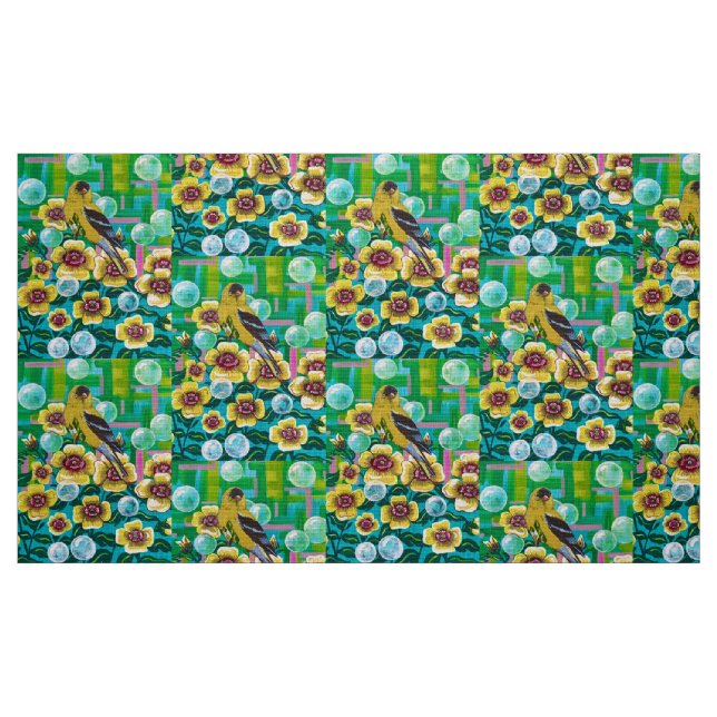 Tela Jilguero en Burbujas de Jardín ("Cuarto gordo" (fat quarter))