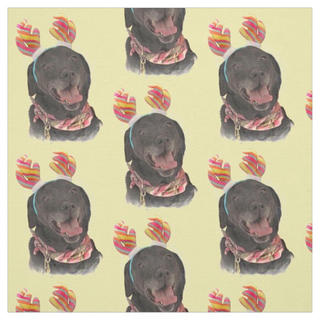 Tela Joyful Black Labrador Recuperever Dog Fabric (Retal)