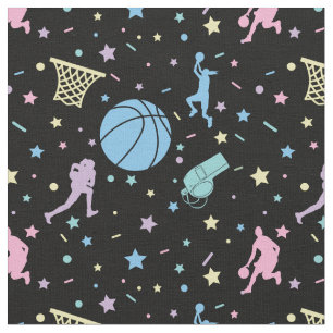 Tela Jugadoras de Baloncesto - Patrón de Estrellas