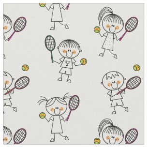 Tela Jugadores de tenis de palo en blanco