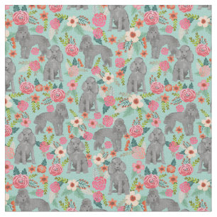 Tela juguete caniche vintage florals menta