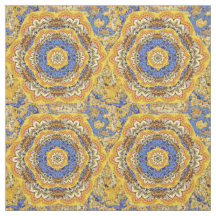 Tela Kaleidoscope Floral Luxury Blue Golden Yellow Mix
