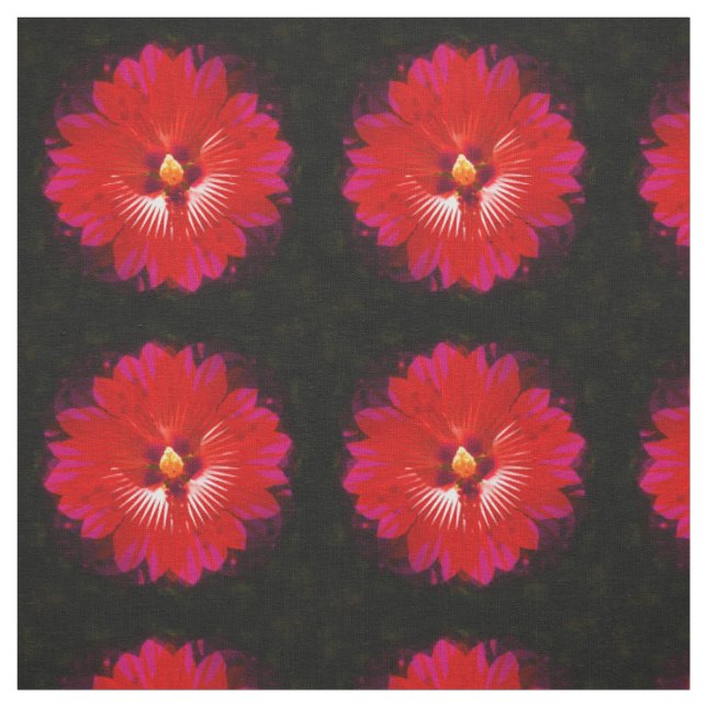 Tela Kaleidoscopio de Flor Hibiscus Rojo, (Retal)