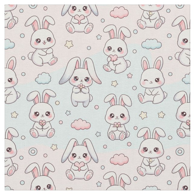 Tela Kawaii Bunny Happy Rabbit (De cerca)