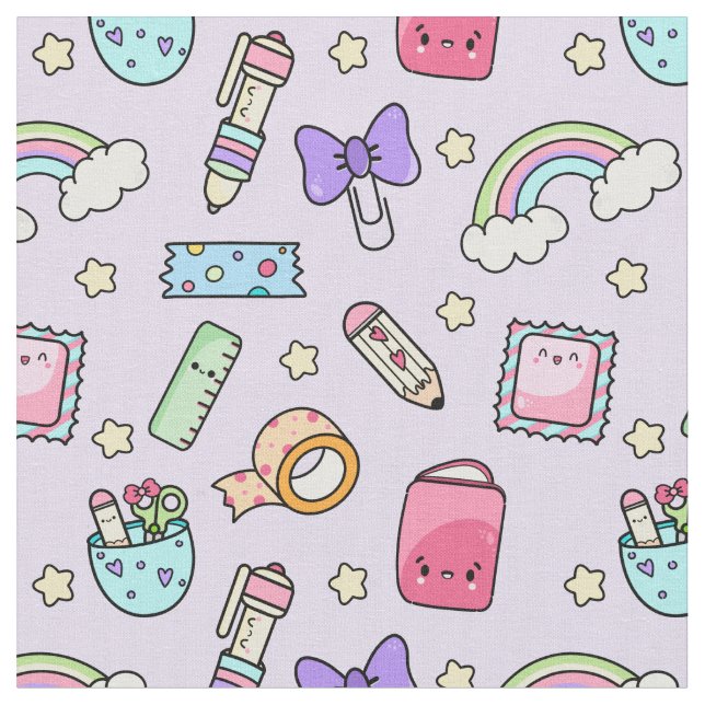 Tela Kawaii StationPattern Fabric (De cerca)