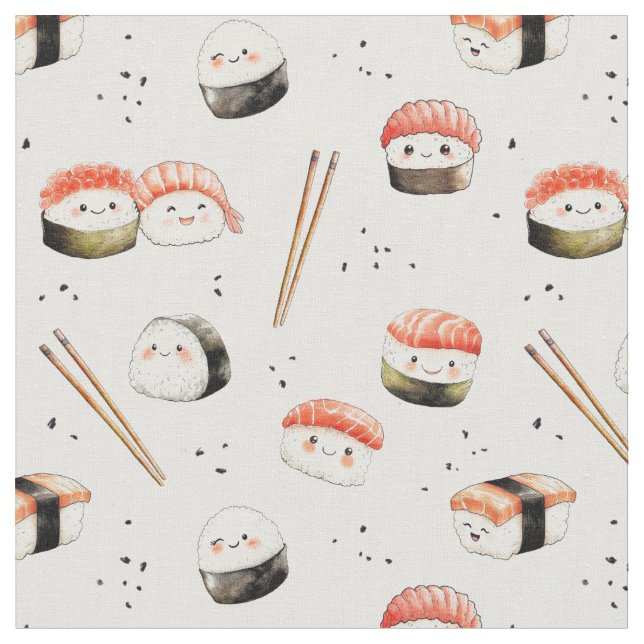 Tela Kawaii Sushi comida japonesa asiática  (De cerca)