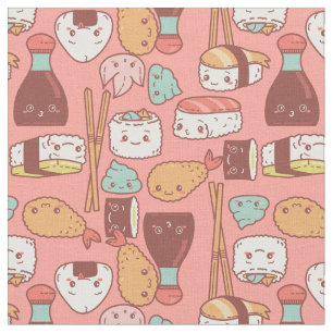 Tela kawaii sushi tempura rosa