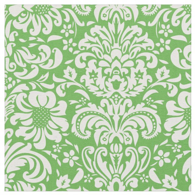 Tela Kelly Green Floral Damask (De cerca)