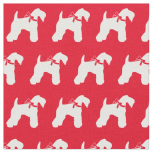 Tela Kerry Blue Terrier Dog Silhouette Mascota Red