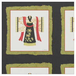 Tela Kimono japonés tradicional con impresión floral