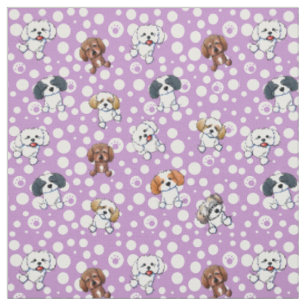 Tela KiniArt Shih Tzu Perro en Púrpura