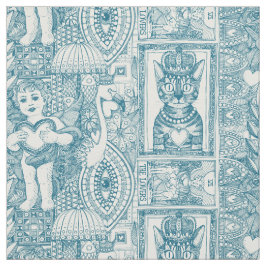 Tela kitsch vintage valentine peacock azul