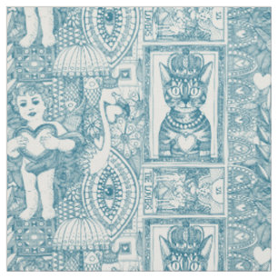 Tela kitsch vintage valentine peacock azul