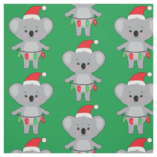 Tela Koala en Santa Hat y decorando a los Navidades (Retal)