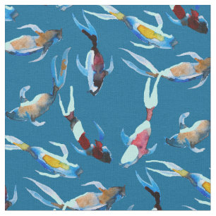 Tela koi Fish acuarela arte japonés