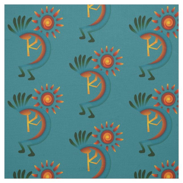 Tela Kokopelli con Sun Turquoise (Retal)
