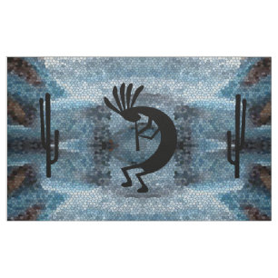 Tela Kokopelli, desierto del sudoeste, azul celeste