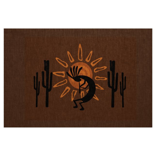Tela Kokopelli Sun Southwest Desert Rustic Brown ("Cuarto gordo" (fat quarter))