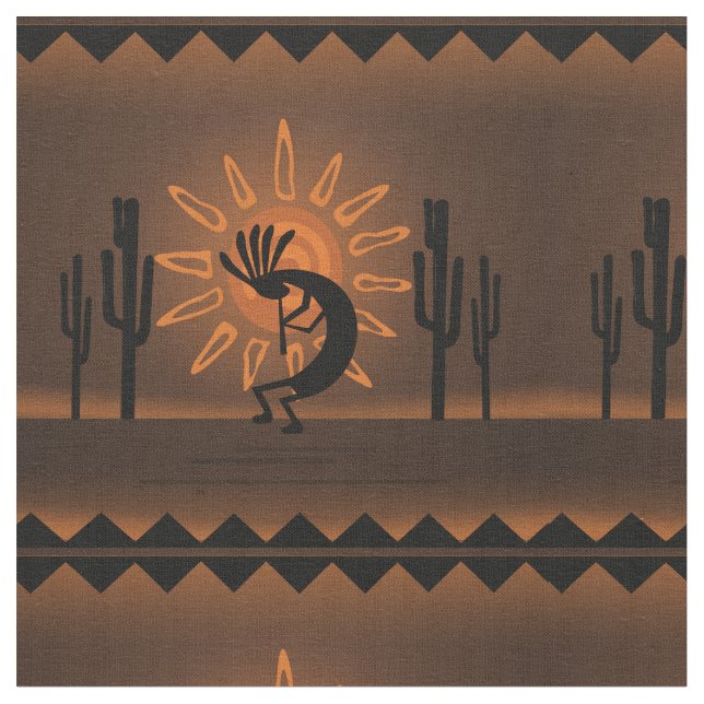 Tela Kokopelli Sun Southwest Desert Rustic Brown (De cerca)