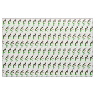Tela kokopelli verde en blanco