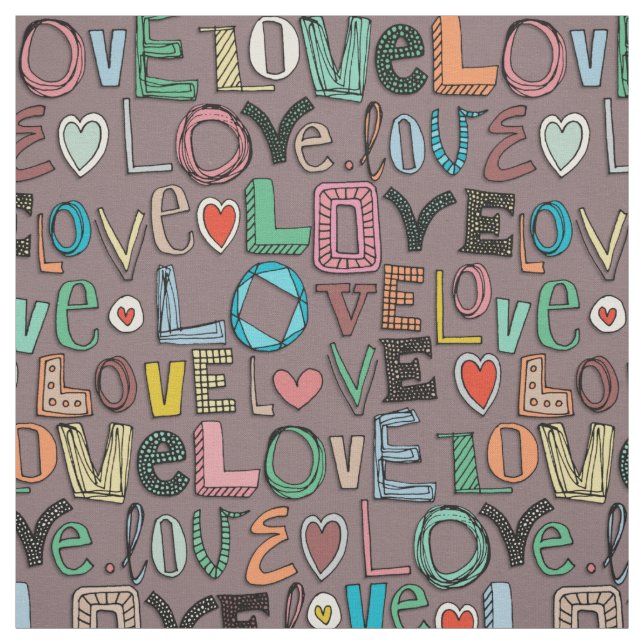 Tela l o v e LOVE mocha (Retal)