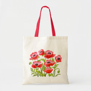 Tela La amapola de jardín roja florece el bolso