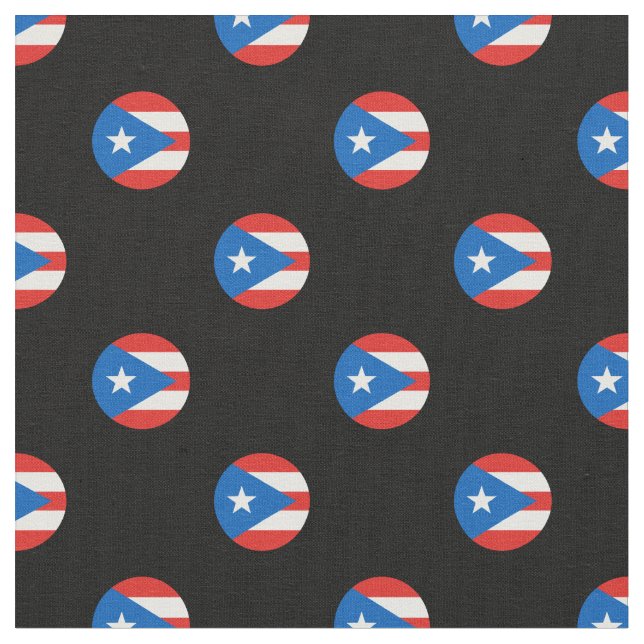 Tela La bandera puertorriqueña, polka, pega negro (De cerca)