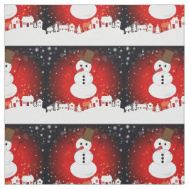 Tela La caprichosa noche de invierno Snowman con fondo